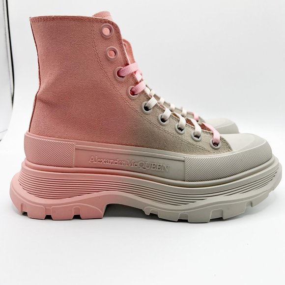 New Alexander McQueen Ombré Treadslick High-Top Sneakers, Size 37 / US 7, Displa - Picture 3 of 11